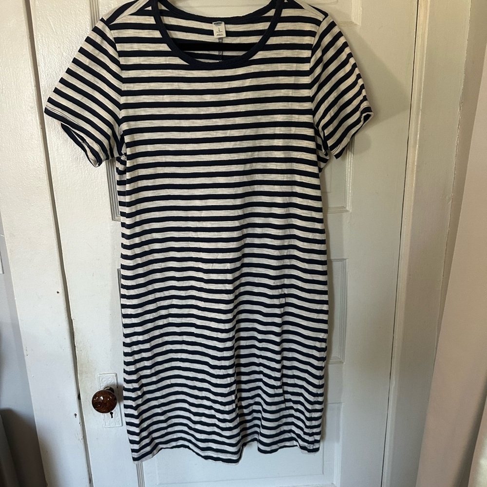 Old Navy Navy and White Striped Mini Dress